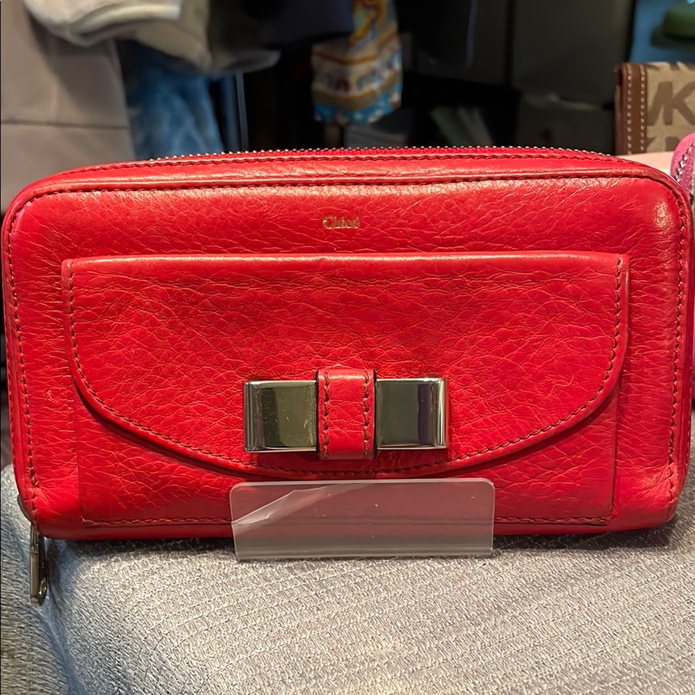 Chloe Red Leather Women's Long Wallet